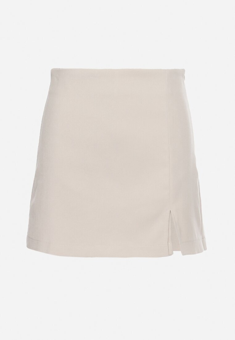 retro & icone Pantaloni scurți tip fustă Bej deschis Cu fermoar Cu talie înaltă Efimar