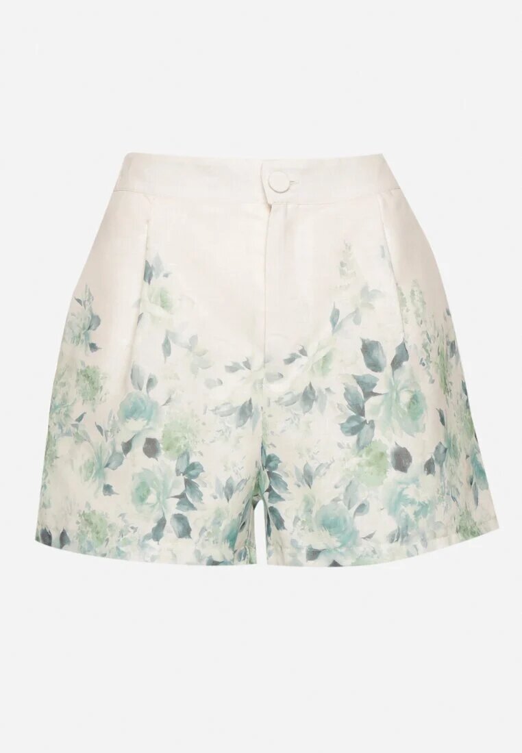 retro & icone Pantaloni scurți verzi cu Talie Înaltă cu Imprimeu Floral Nemolla