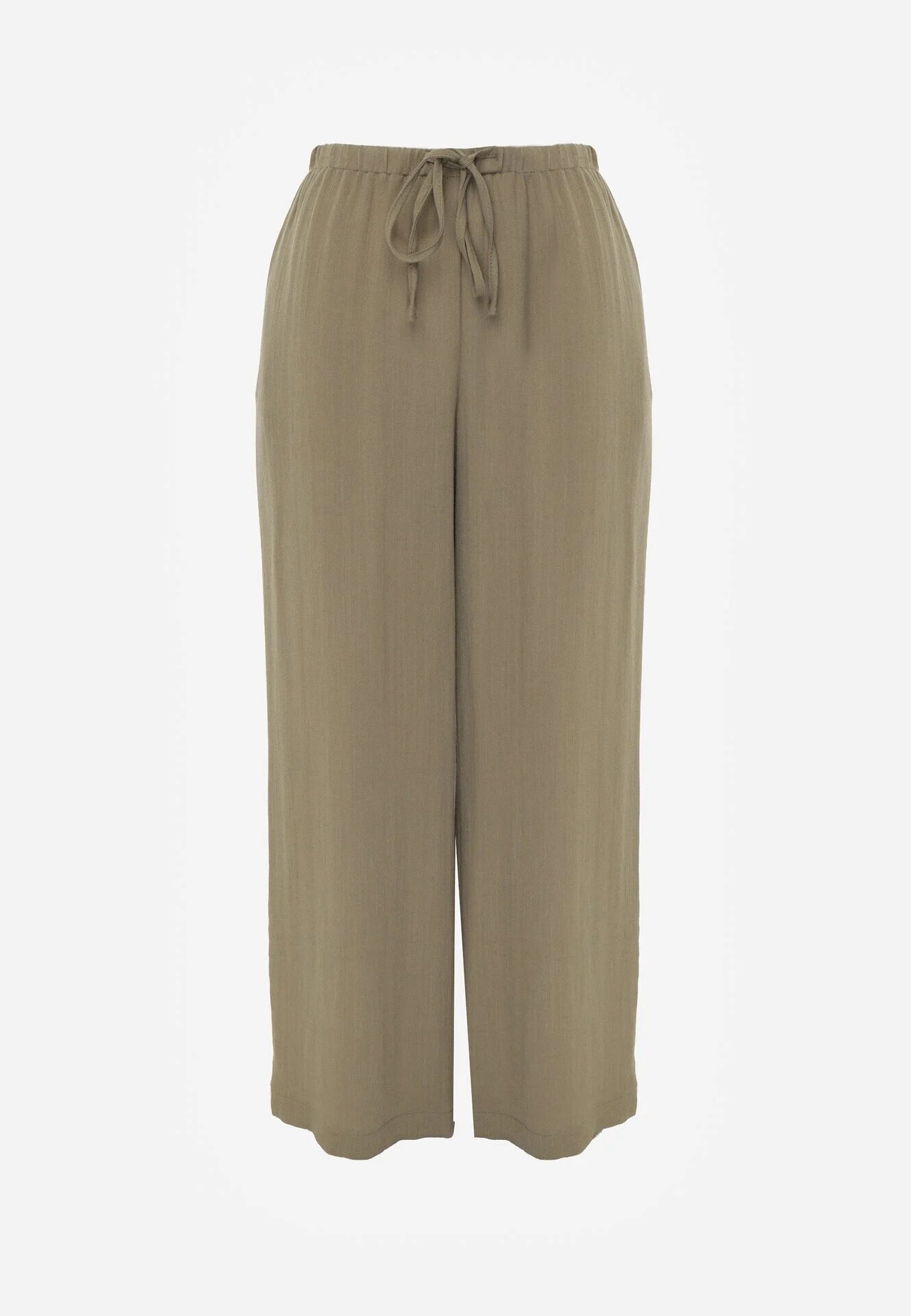 retro & icone Pantaloni Verzi din Vâscoză cu Picior Larg și Legătură în Talie Terisanna