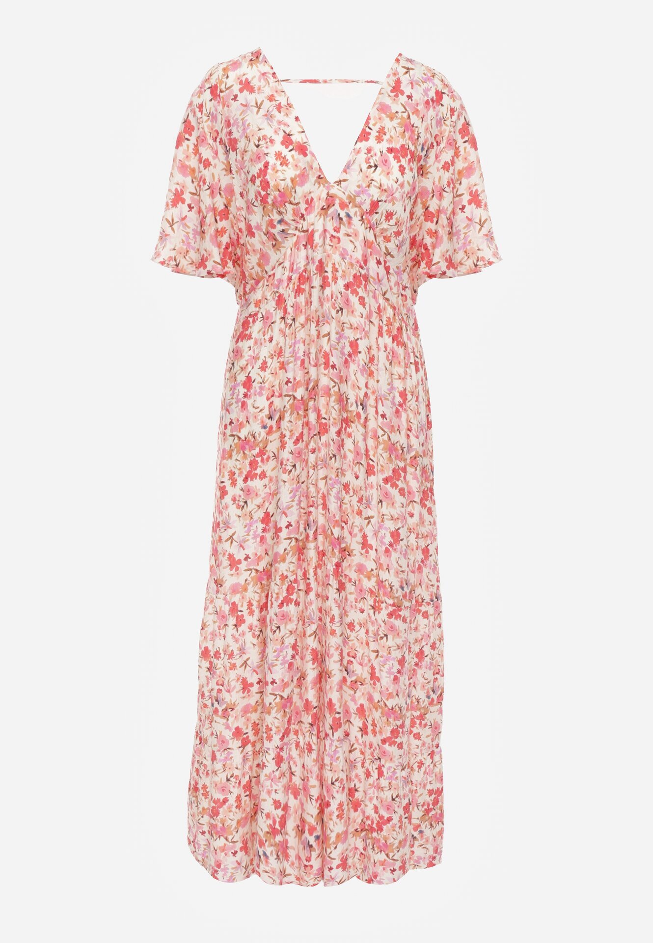 retro & icone Rochie ajustată casual cu flori și viscoză Myrassa Roz