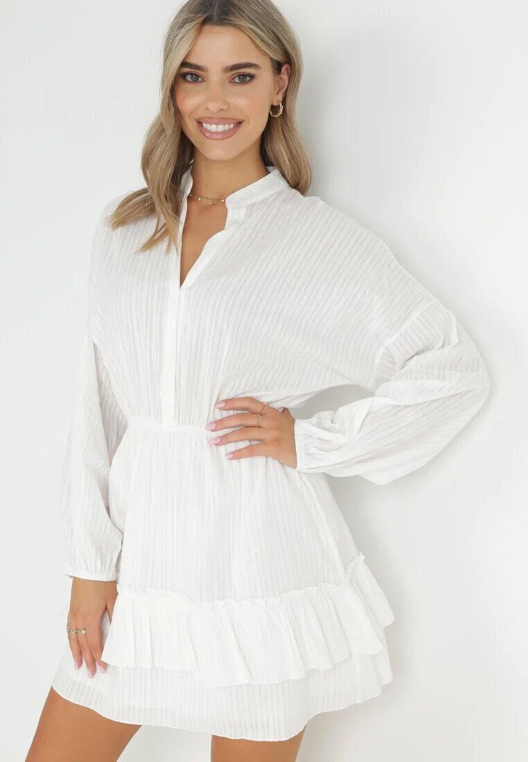 retro & icone Rochie Albă tip liliac cu elastic în talie Amberly