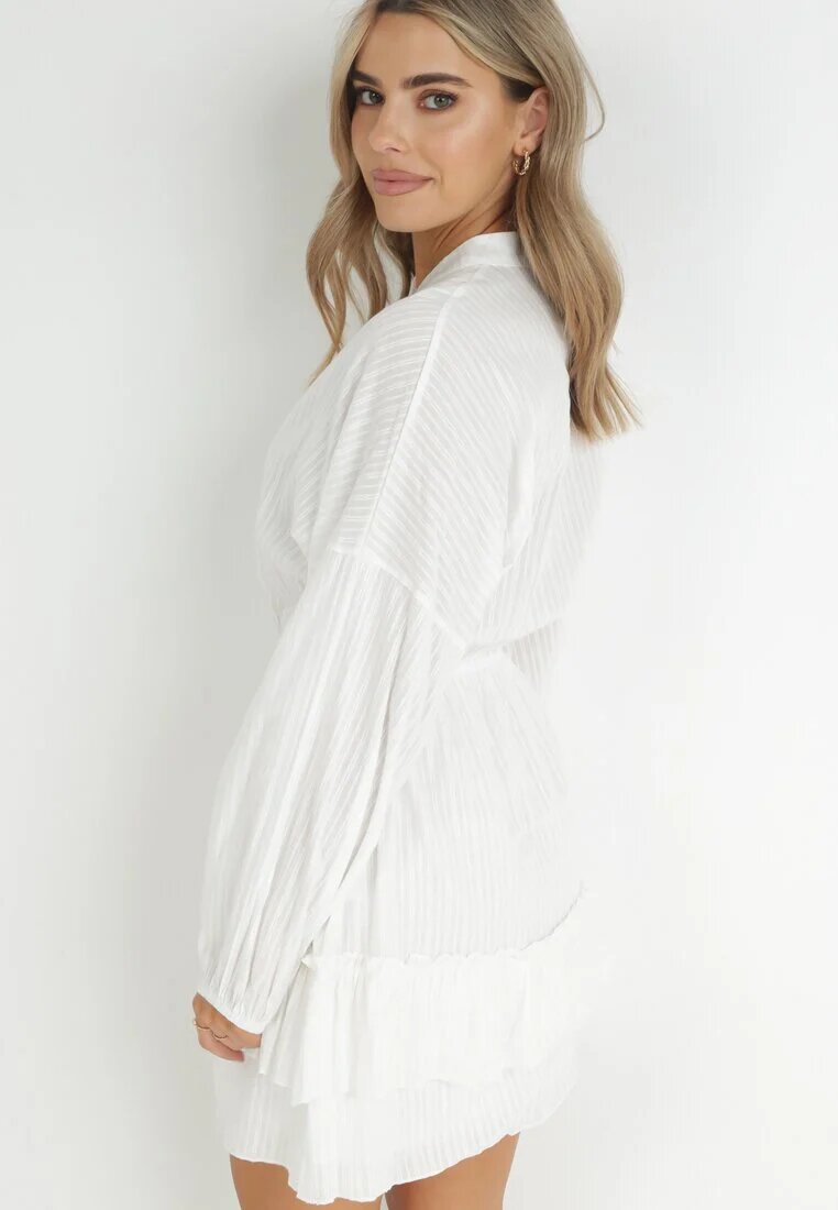 retro & icone Rochie Albă tip liliac cu elastic în talie Amberly