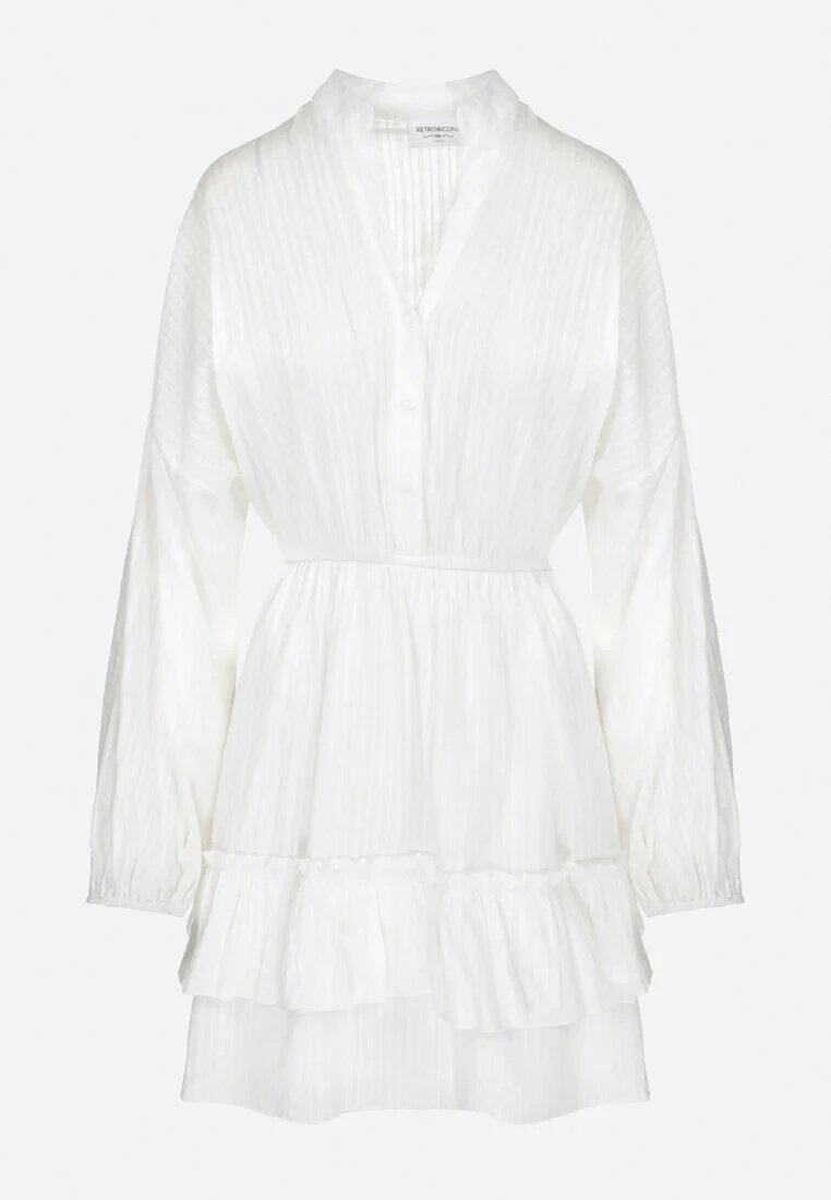retro & icone Rochie Albă tip liliac cu elastic în talie Amberly
