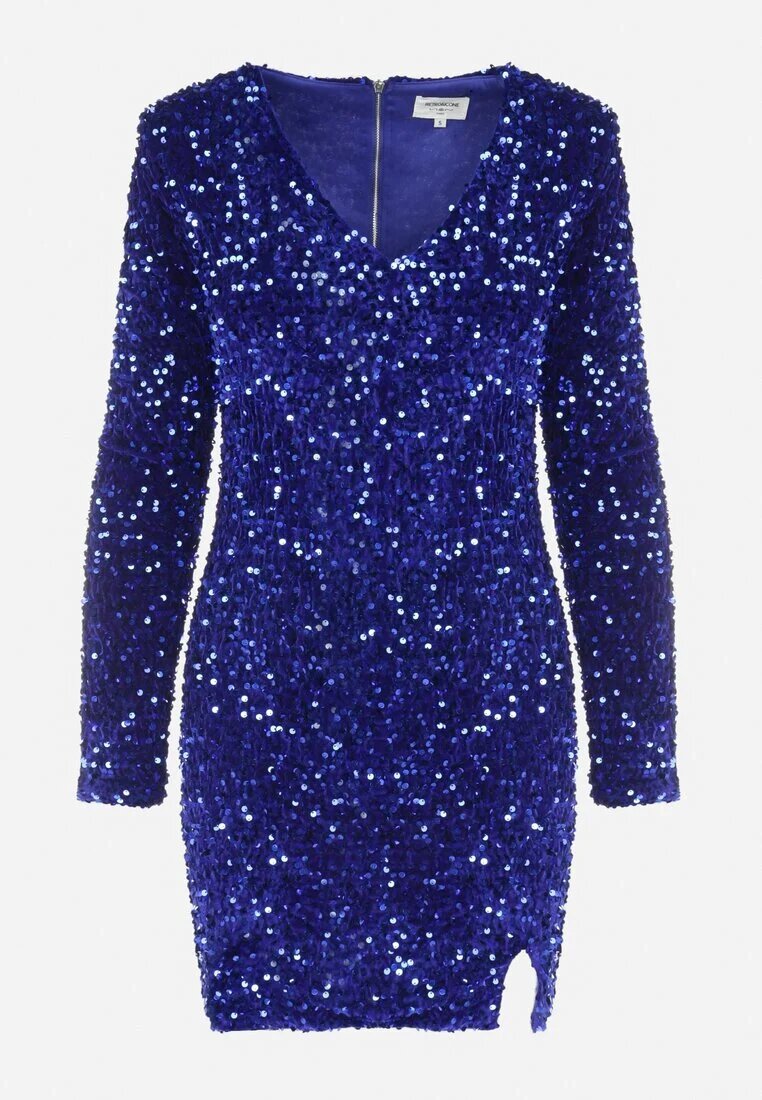 retro & icone Rochie Bleumarin cu Paiete și Decupaj Glykera
