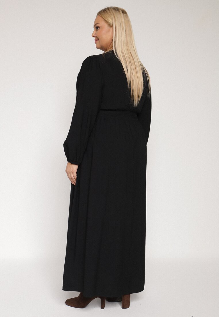 retro & icone Rochie Cloche Neagră cu Încrețituri și Elastic în Talie Fedorna