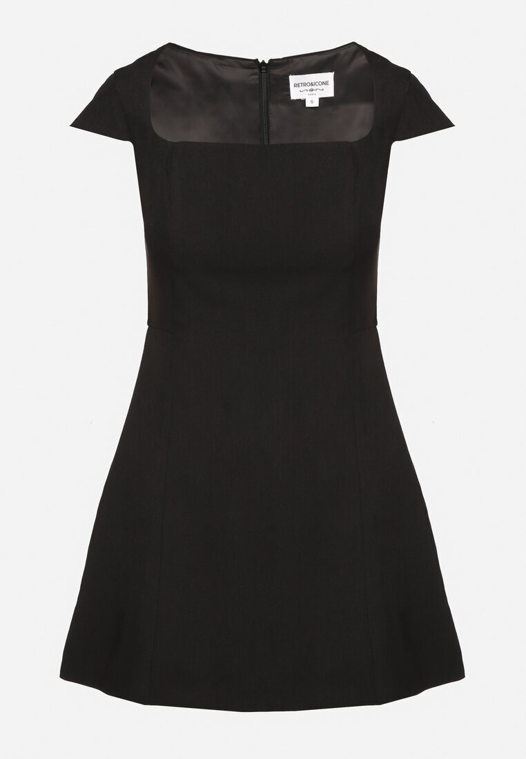retro & icone Rochie Elegantă Neagră cu Decolteu Pătrat Melretia