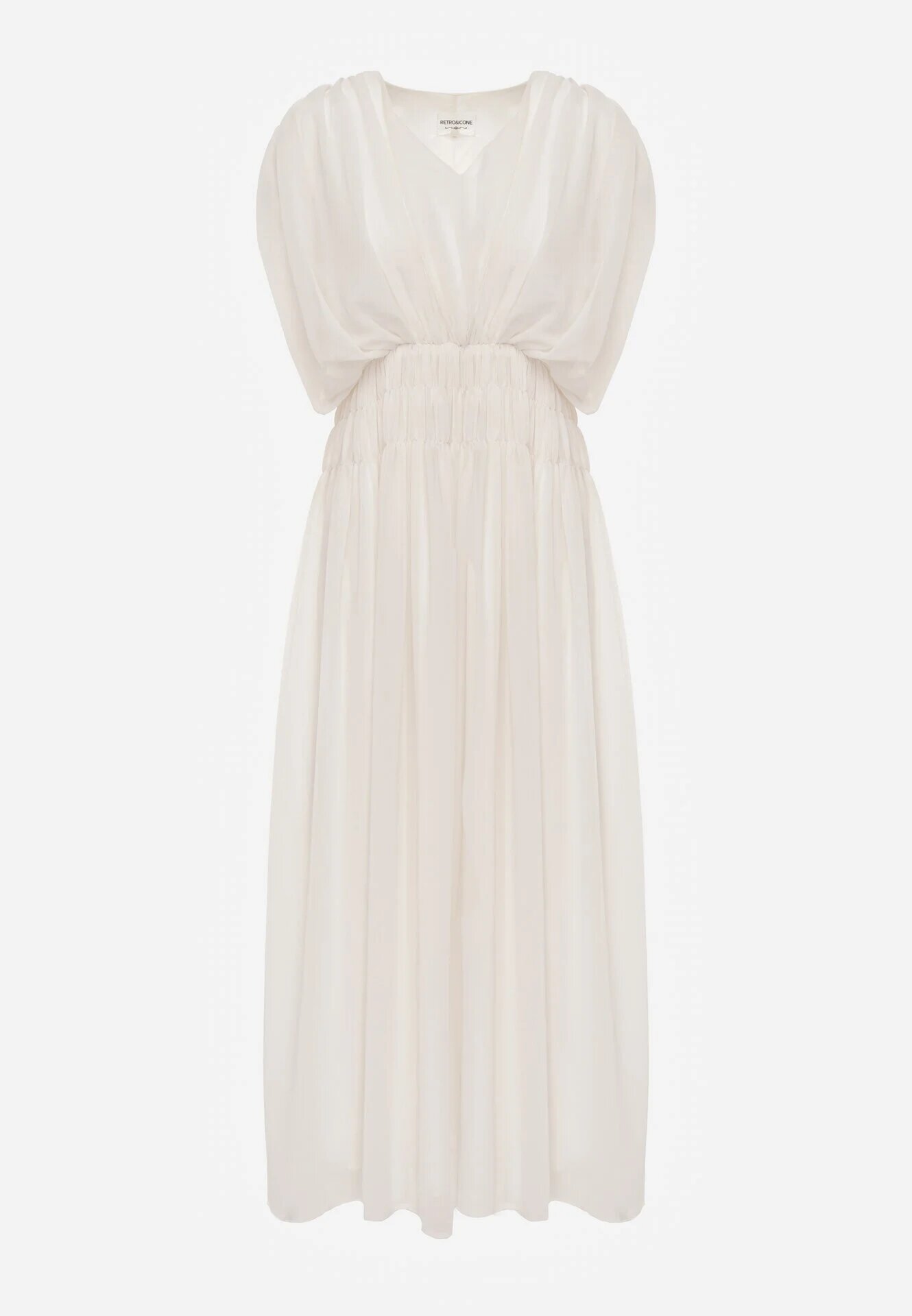 retro & icone Rochie evazată de seară în stil eteric Megania Bej