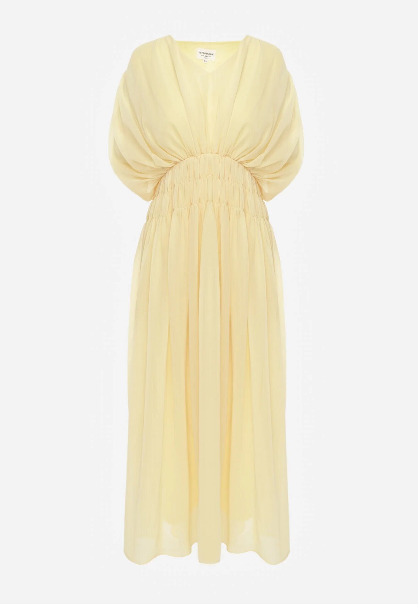 retro & icone Rochie evazată de seară în stil eteric Megania Galbenă