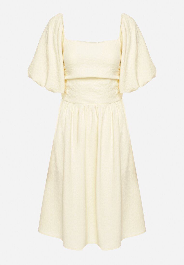 retro & icone Rochie Galbenă cu croi evazat și mâneci bufante Maradora