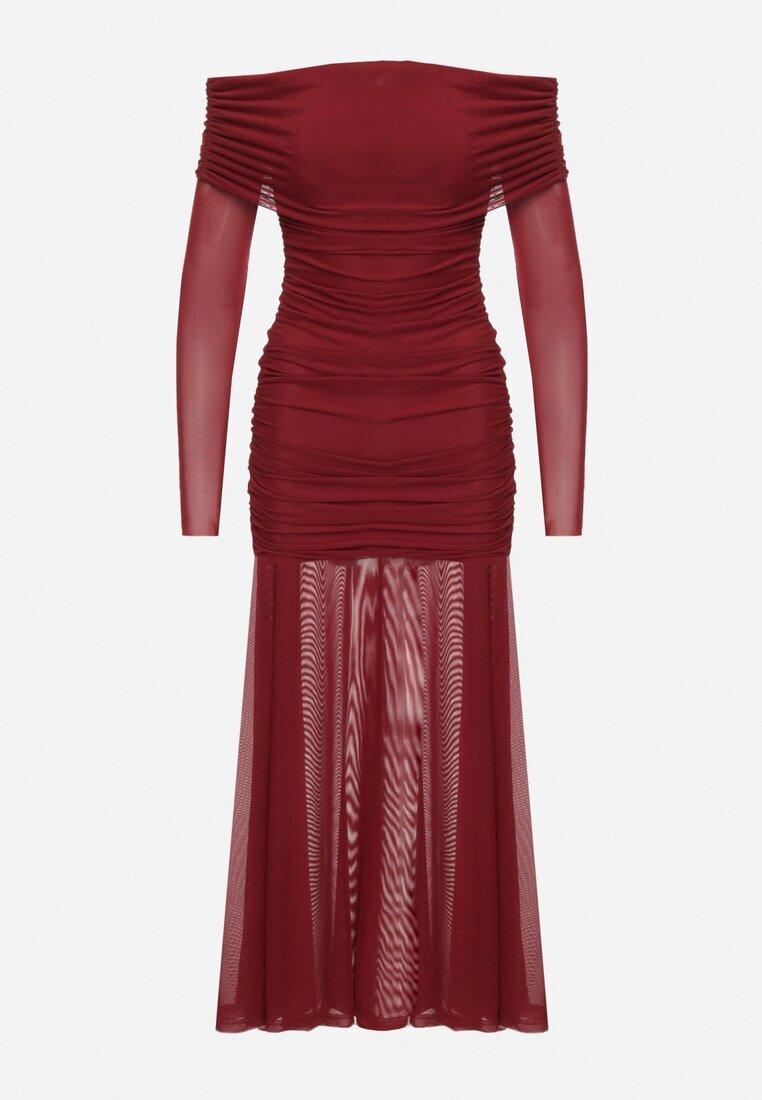 retro & icone Rochie Grena Cambrată Tip spaniolă Cu inserții transparente Halacia