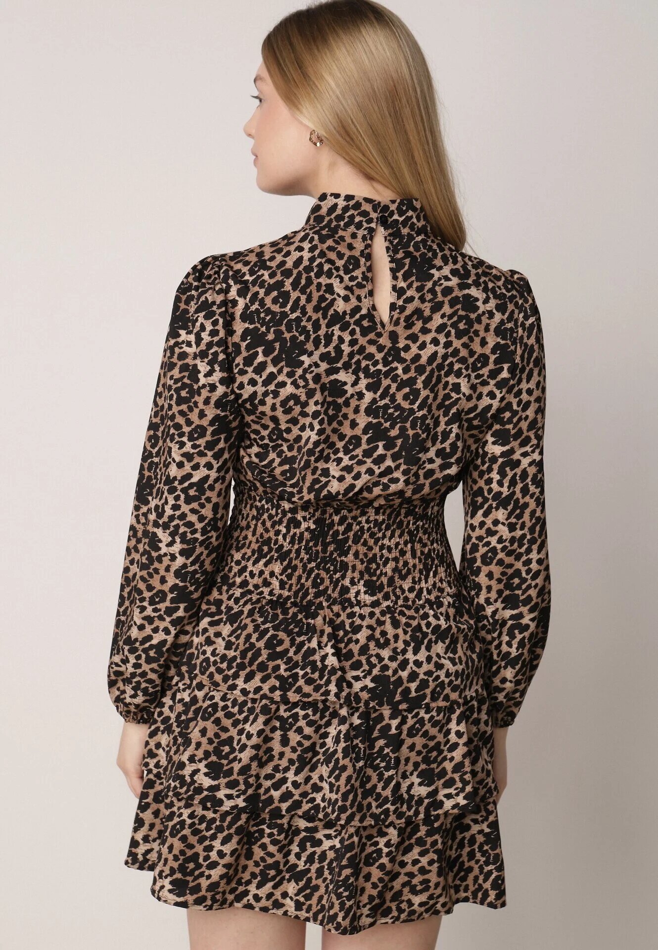 retro & icone Rochie Maro Mini Cloș Cu Pete Decorată Cu Volane Fertta