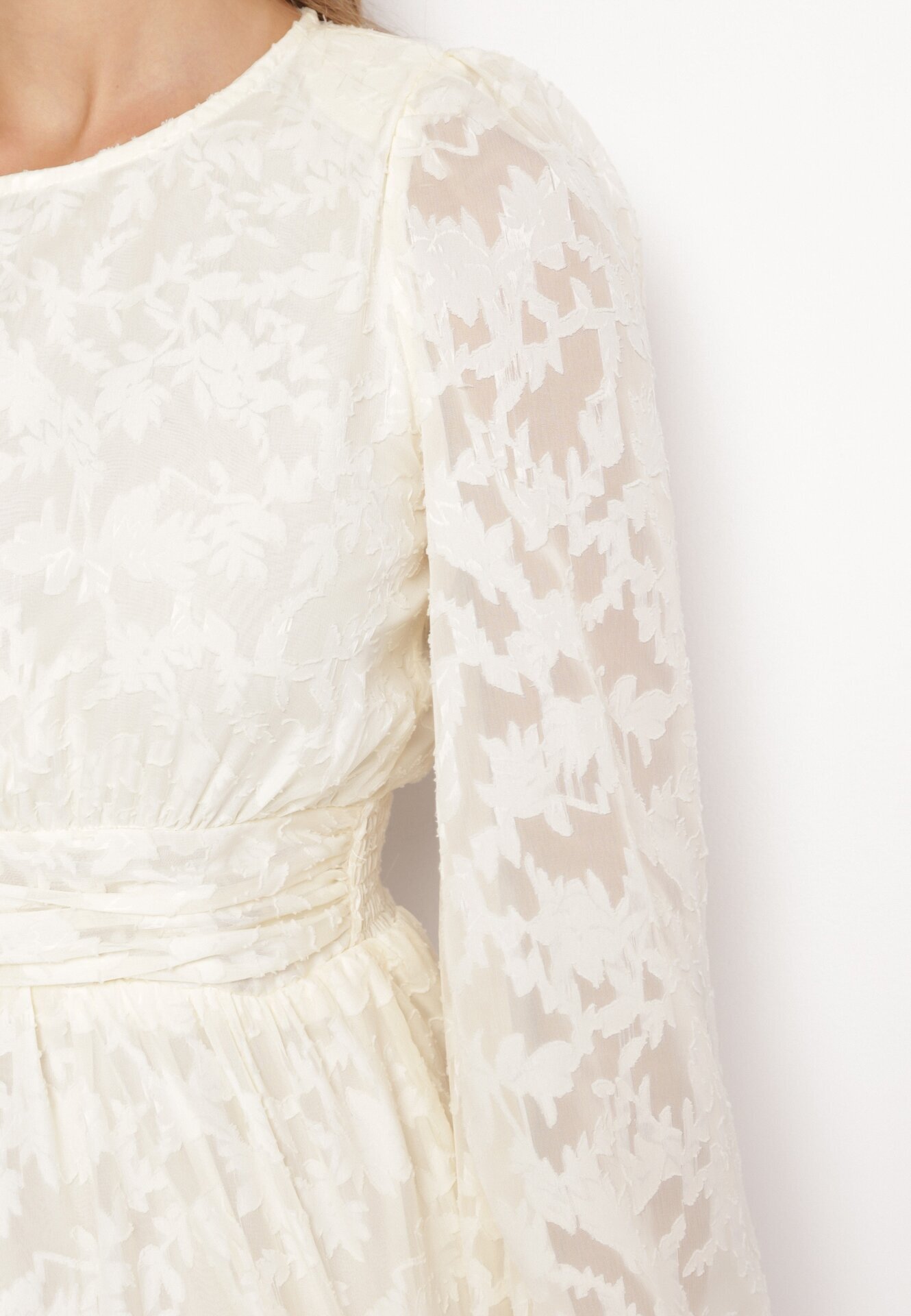 retro & icone Rochie Mini Bej Deschis din Țesătură Plumeti și cu Volan Coucile