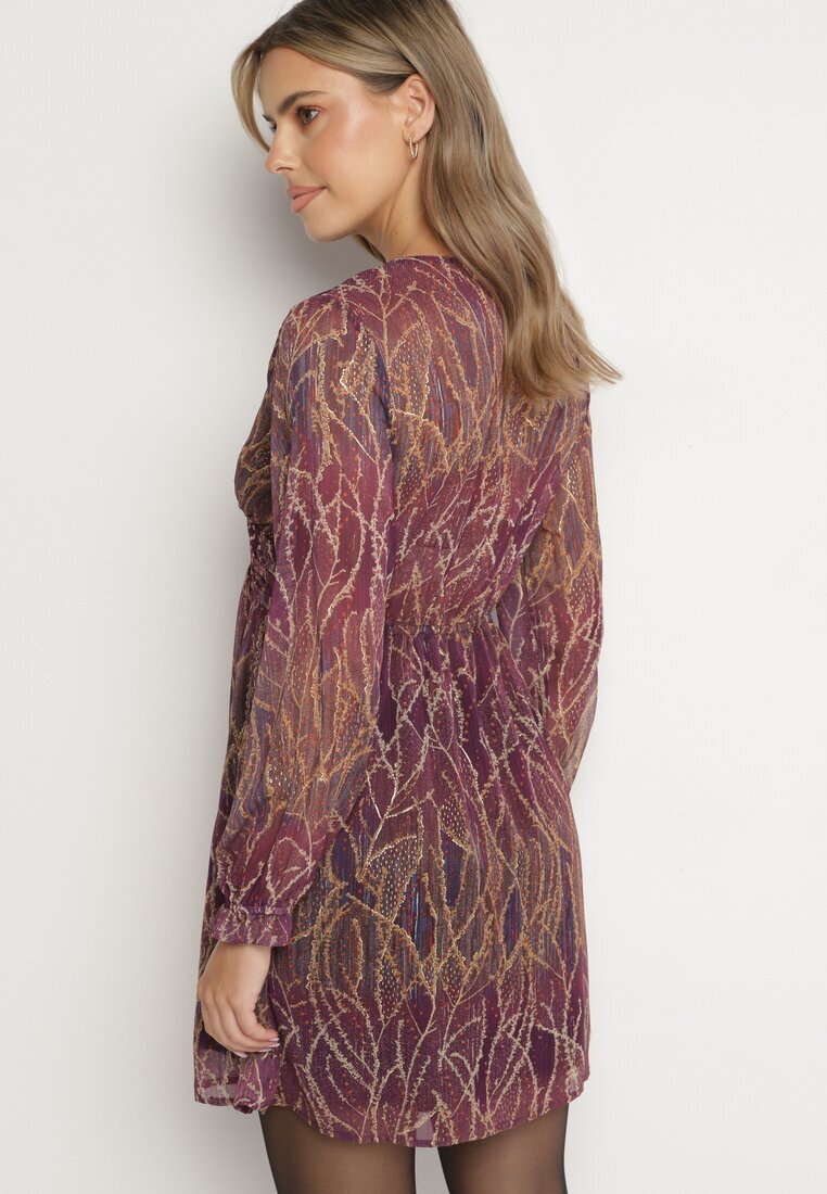 retro & icone Rochie Mov Cloș din Material Transparent Strânsă sub Bust Evandrella