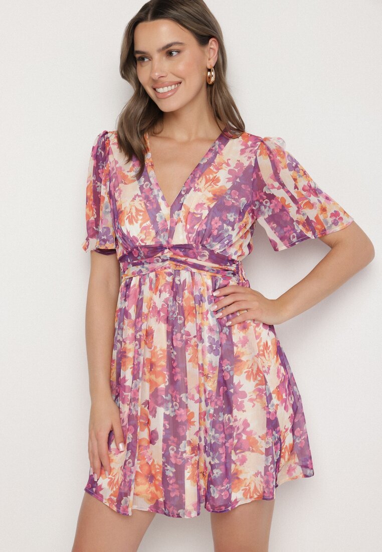 retro & icone Rochie mov cu model floral Rinovea
