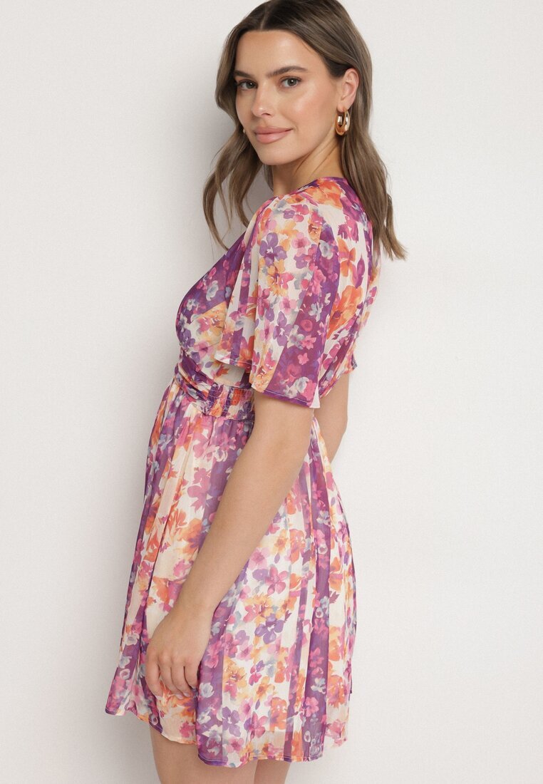 retro & icone Rochie mov cu model floral Rinovea