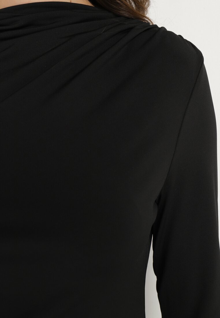retro & icone Rochie Neagră cu Drapaj cu Croială Mulată Naliraia