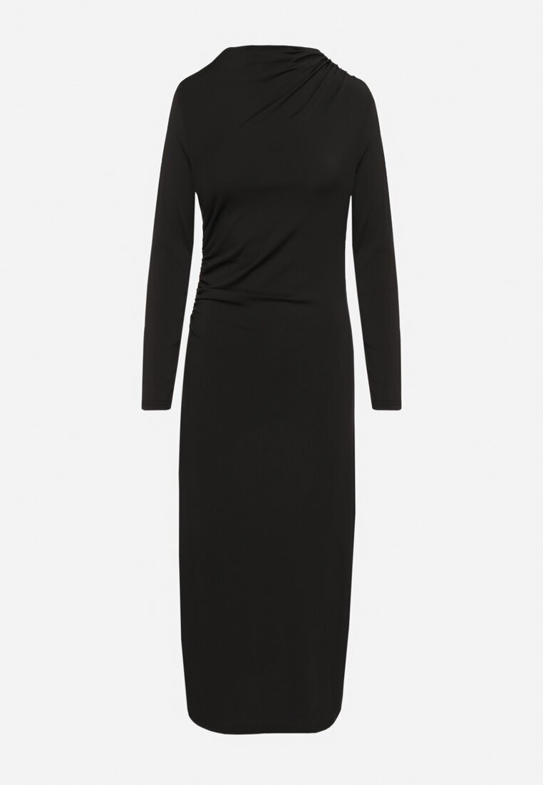 retro & icone Rochie Neagră cu Drapaj cu Croială Mulată Naliraia