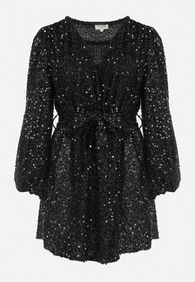 retro & icone Rochie Neagră Cu paiete cu decolteu petrecut Cidoly