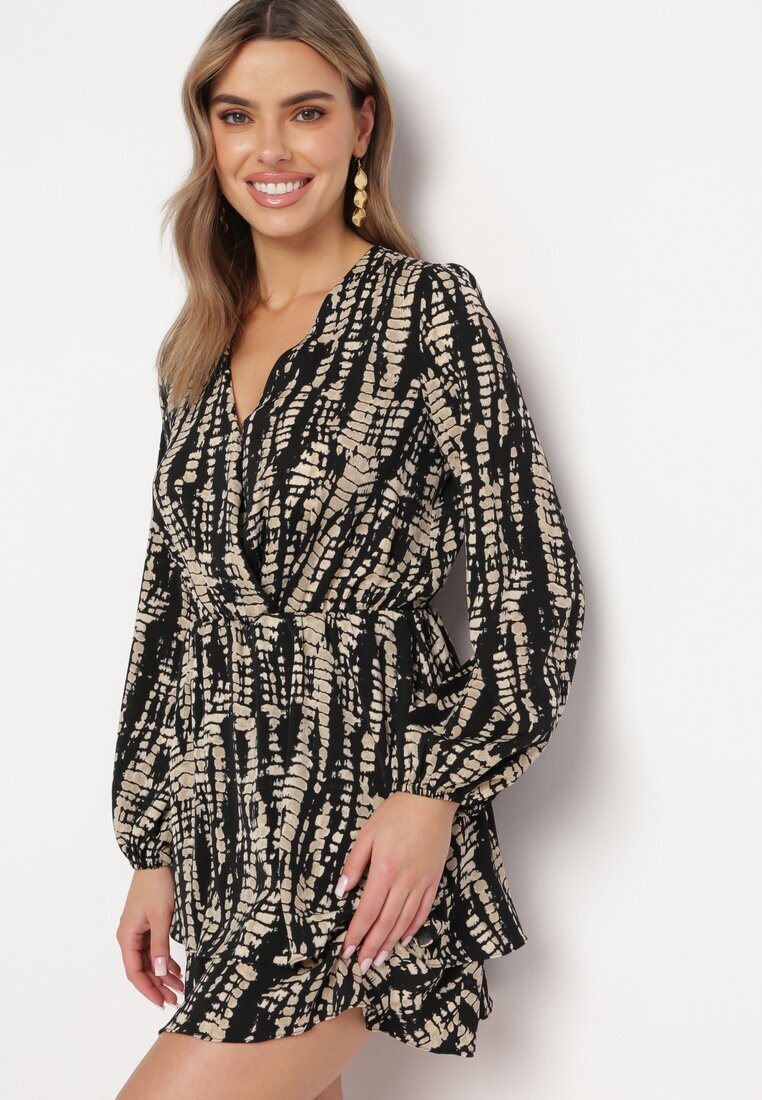 retro & icone Rochie neagră tip plic Mini Print imitație piele de șarpe Sandilla