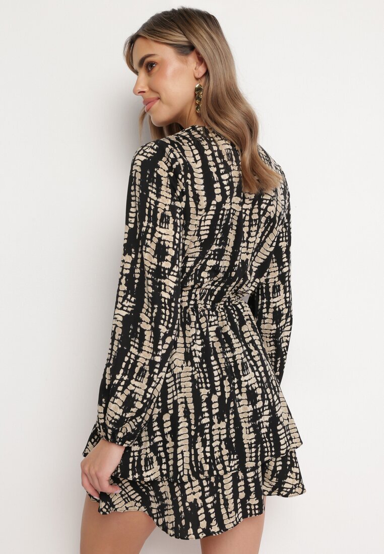 retro & icone Rochie neagră tip plic Mini Print imitație piele de șarpe Sandilla