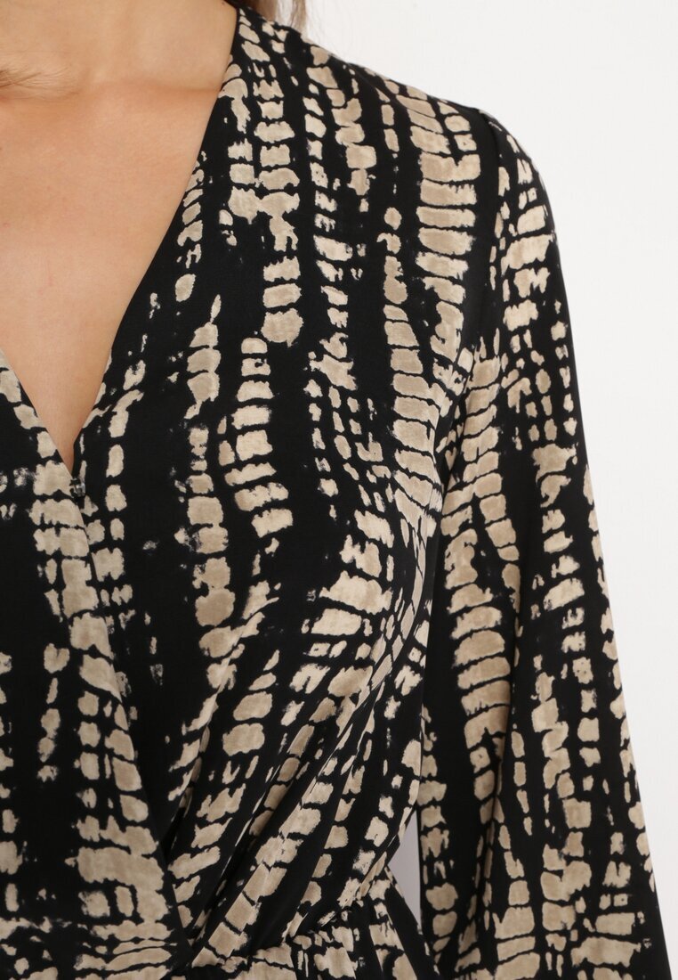 retro & icone Rochie neagră tip plic Mini Print imitație piele de șarpe Sandilla