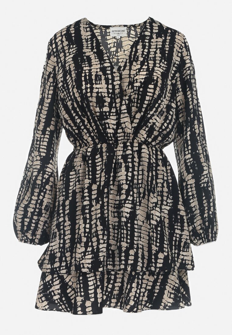 retro & icone Rochie neagră tip plic Mini Print imitație piele de șarpe Sandilla