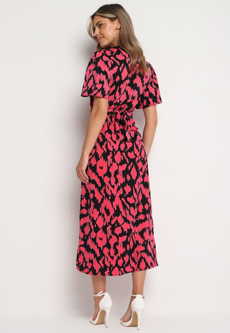 retro & icone Rochie petrecută Negru-Roz cu elastic în talie și cordon textil cu decupaje decorative Agea