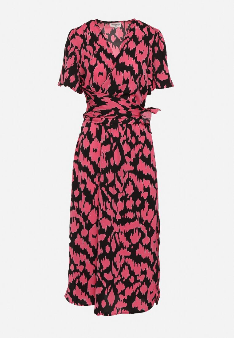 retro & icone Rochie petrecută Negru-Roz cu elastic în talie și cordon textil cu decupaje decorative Agea