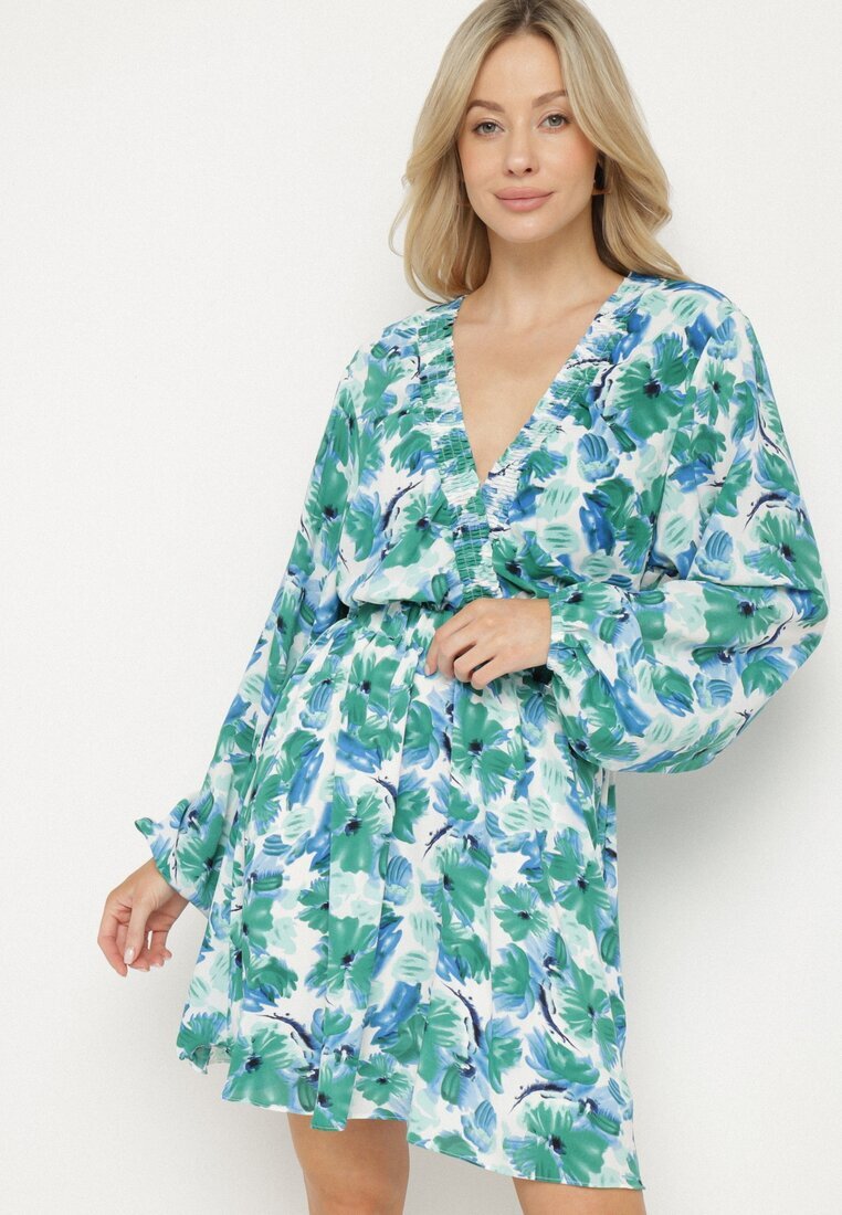retro & icone Rochie petrecută verde florală cu partea de jos evazată Elvezia