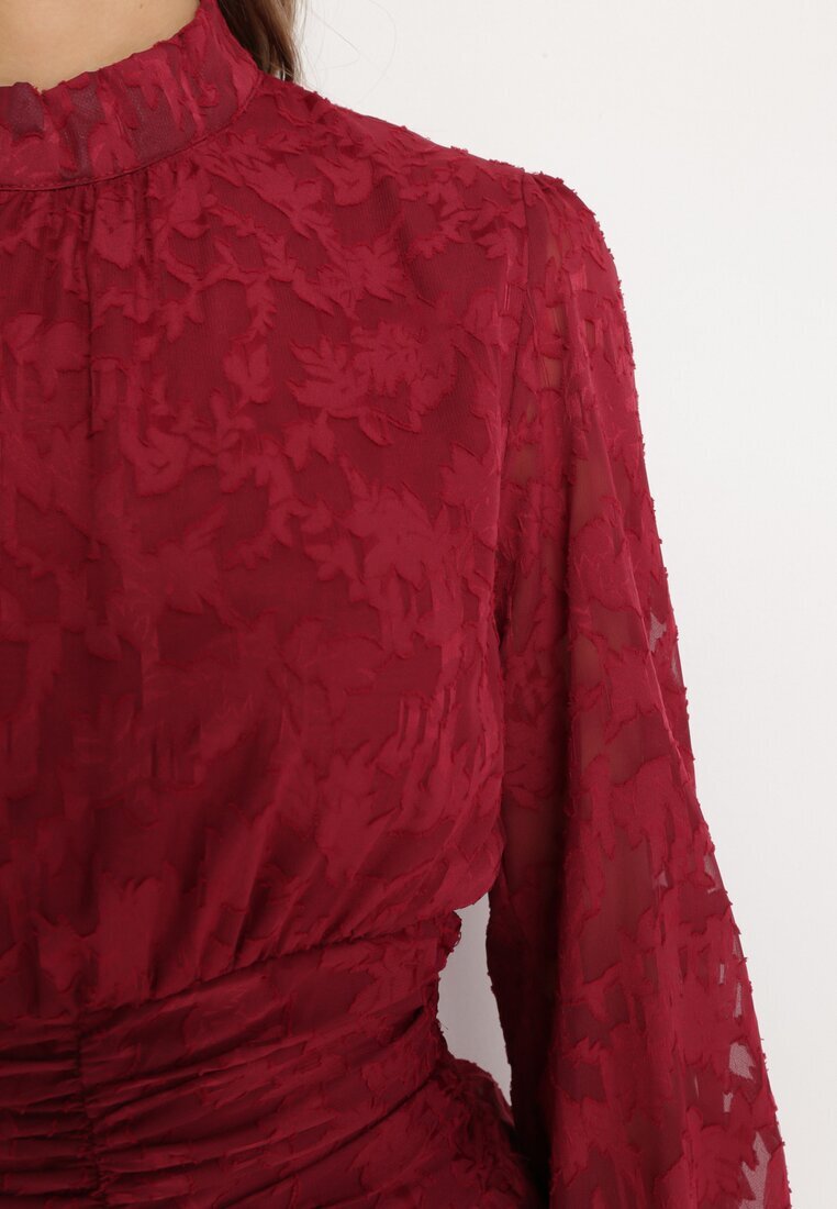 retro & icone Rochie roșie cambrată mini din dantelă cu volane Ciluna