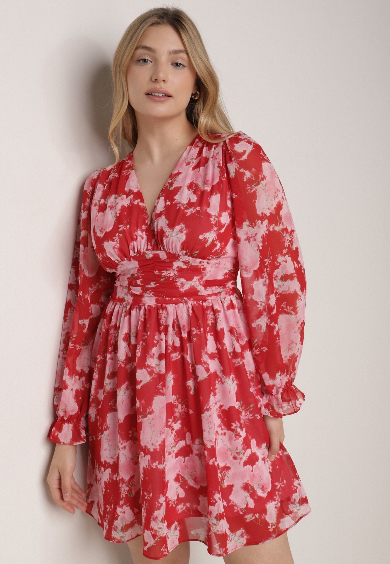 retro & icone Rochie Roșie Cloș cu Imprimeu Floral Aclia
