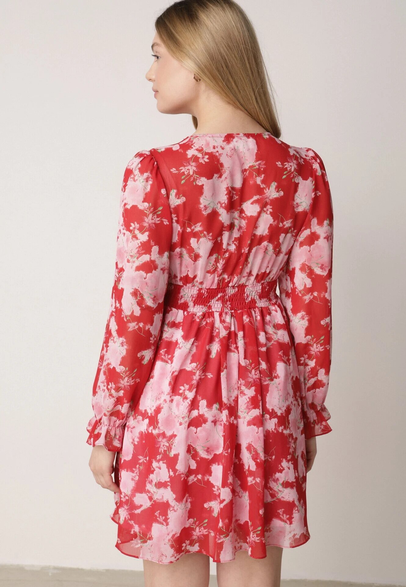 retro & icone Rochie Roșie Cloș cu Imprimeu Floral Aclia
