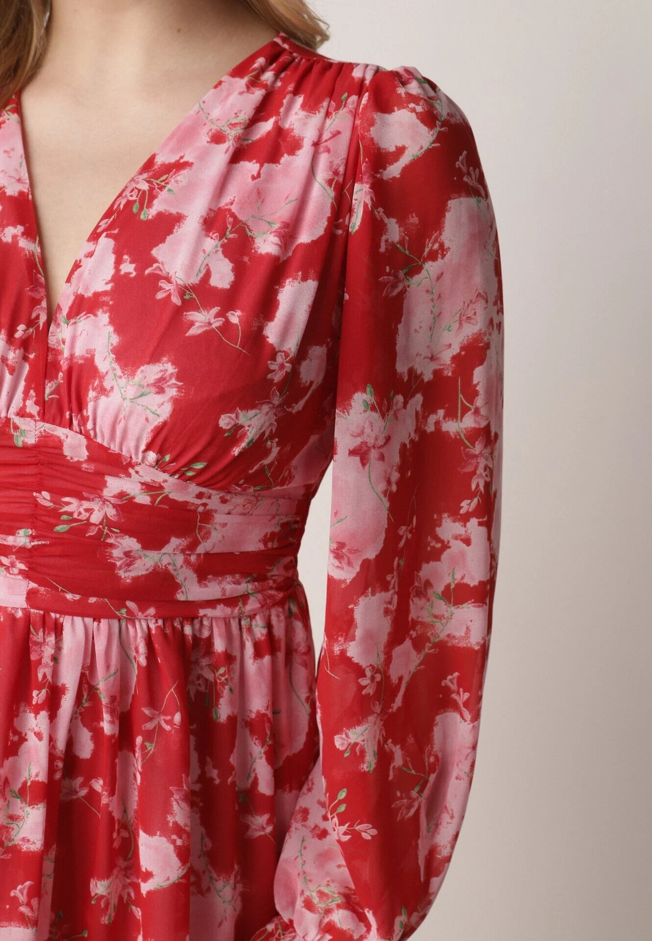 retro & icone Rochie Roșie Cloș cu Imprimeu Floral Aclia