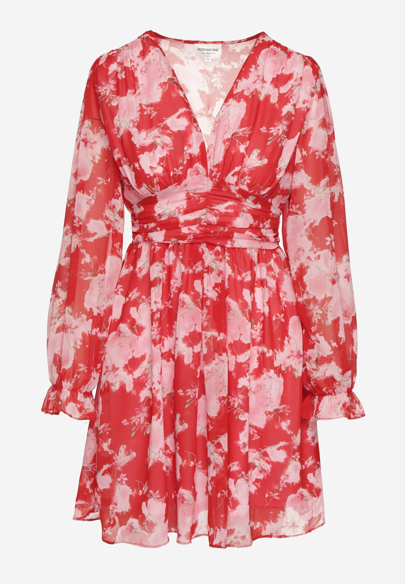retro & icone Rochie Roșie Cloș cu Imprimeu Floral Aclia