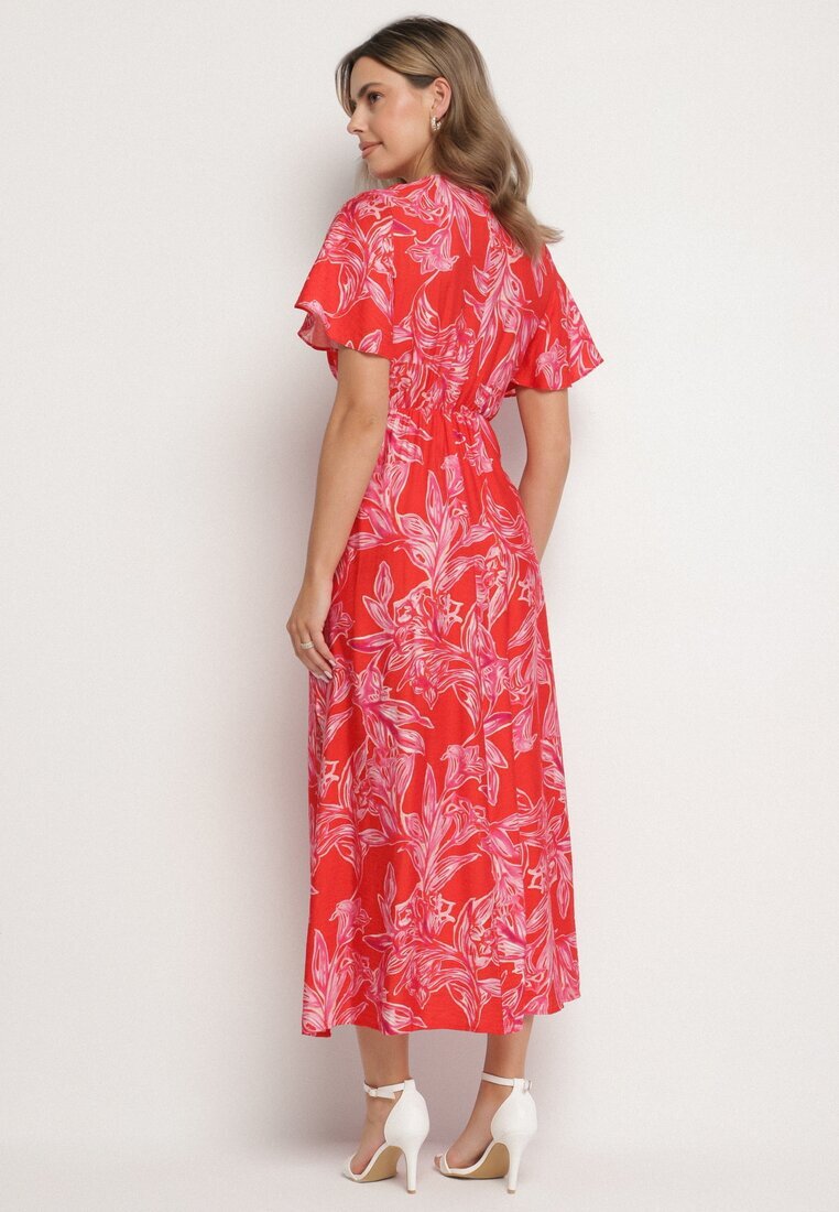 retro & icone Rochie roșie din vâscoză cu model abstract Lunalisa