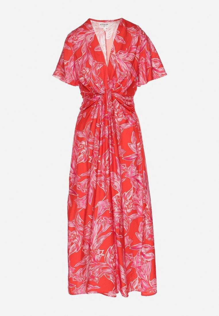 retro & icone Rochie roșie din vâscoză cu model abstract Lunalisa