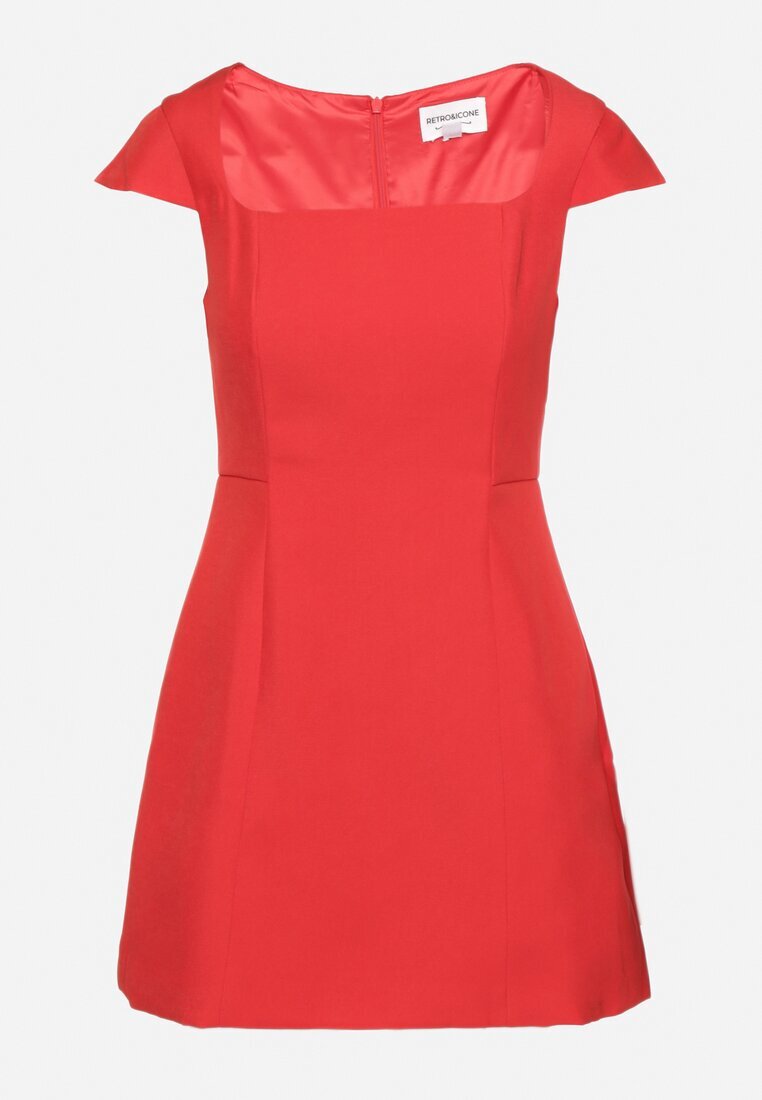 retro & icone Rochie Roșie Elegantă cu Decolteu Pătrat Melretia