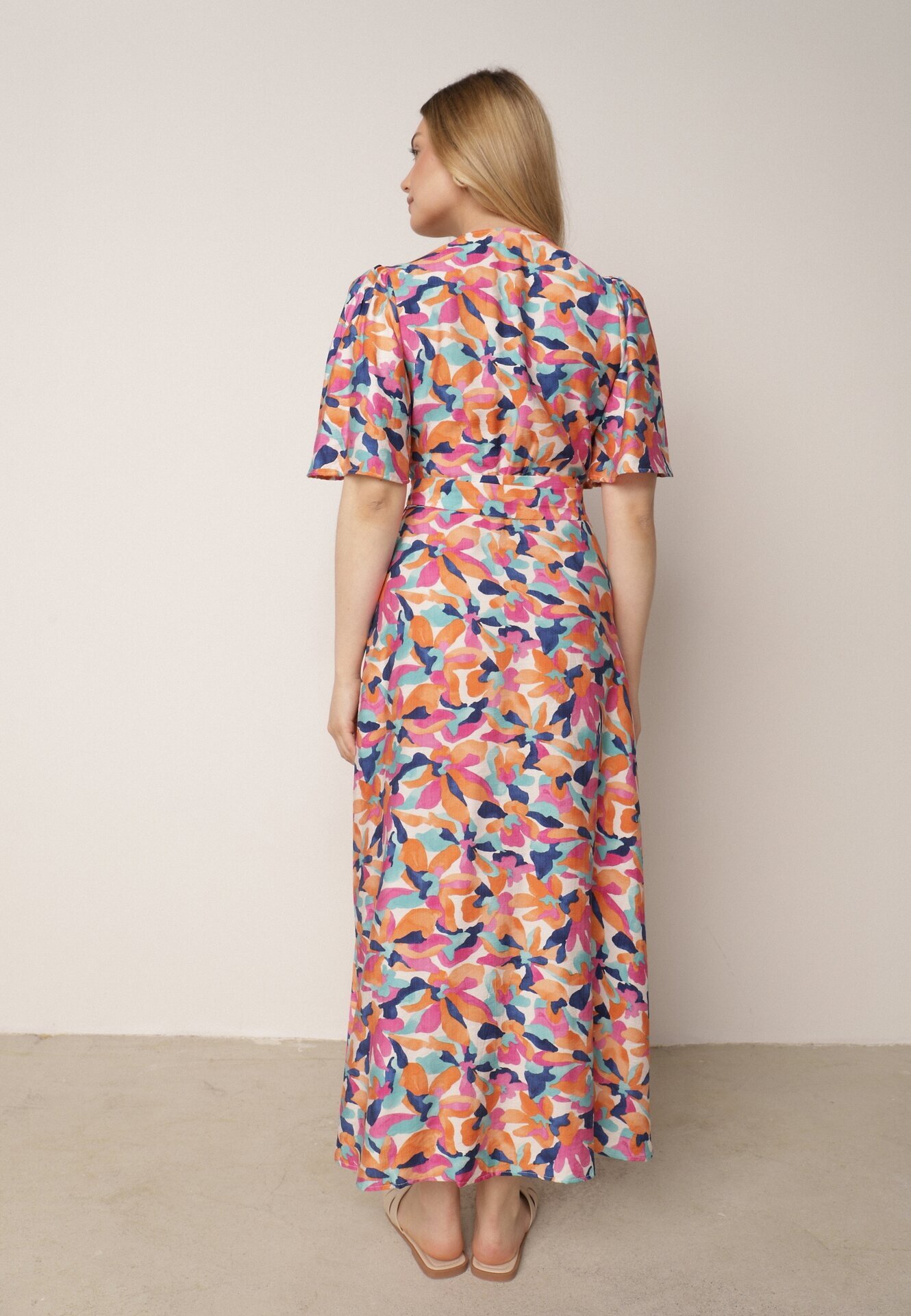 retro & icone Rochie Roz-bej Petrecută Cu flori Cu cordon textil în talie Quapia