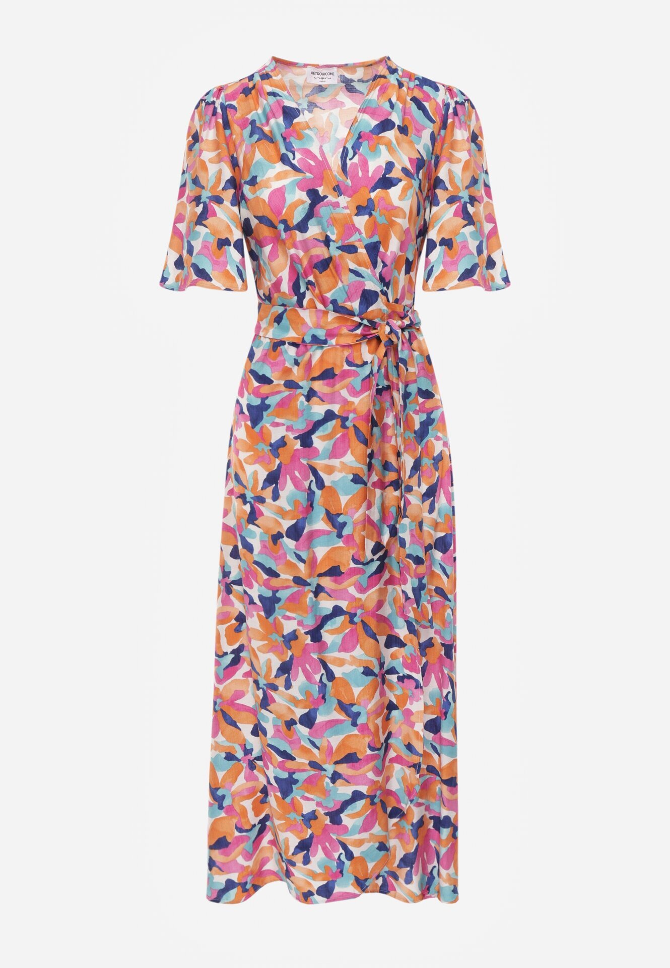 retro & icone Rochie Roz-bej Petrecută Cu flori Cu cordon textil în talie Quapia