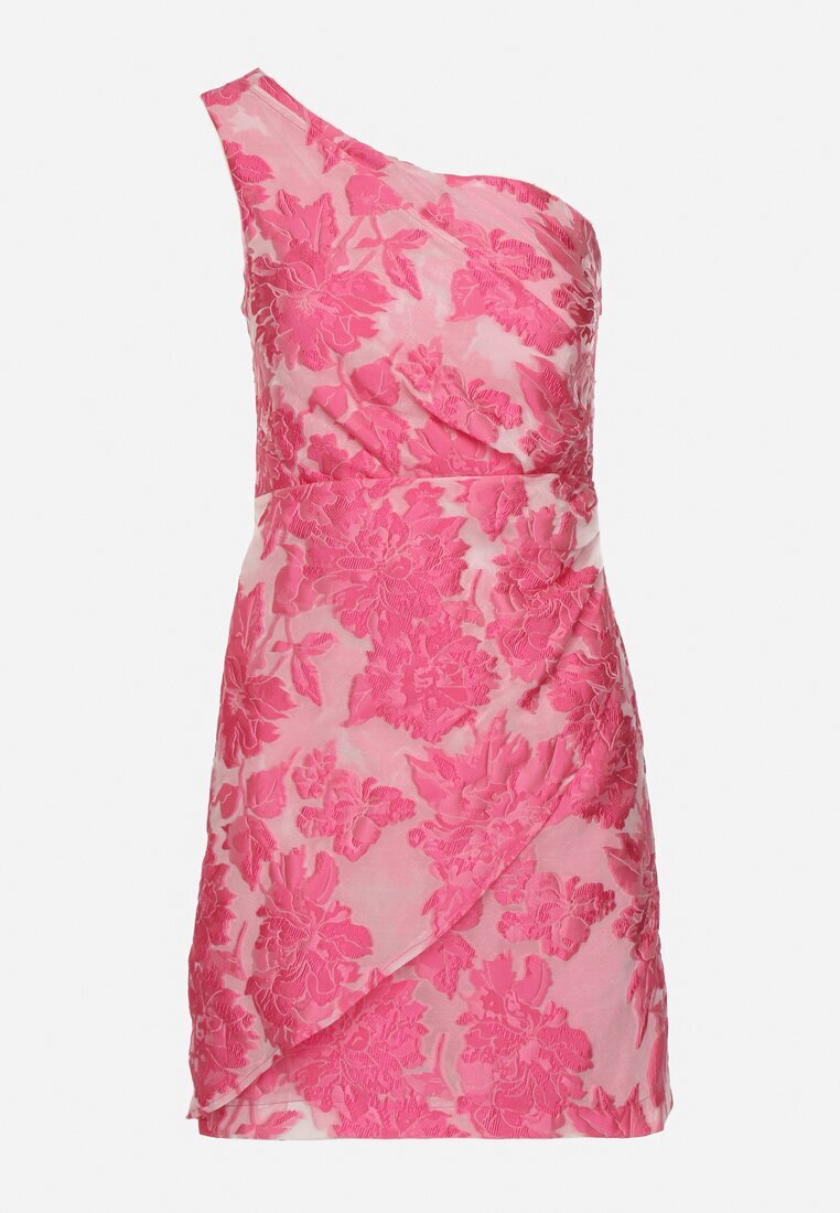 retro & icone Rochie Roz Cambrată Pe un umăr Cu flori Halelitia