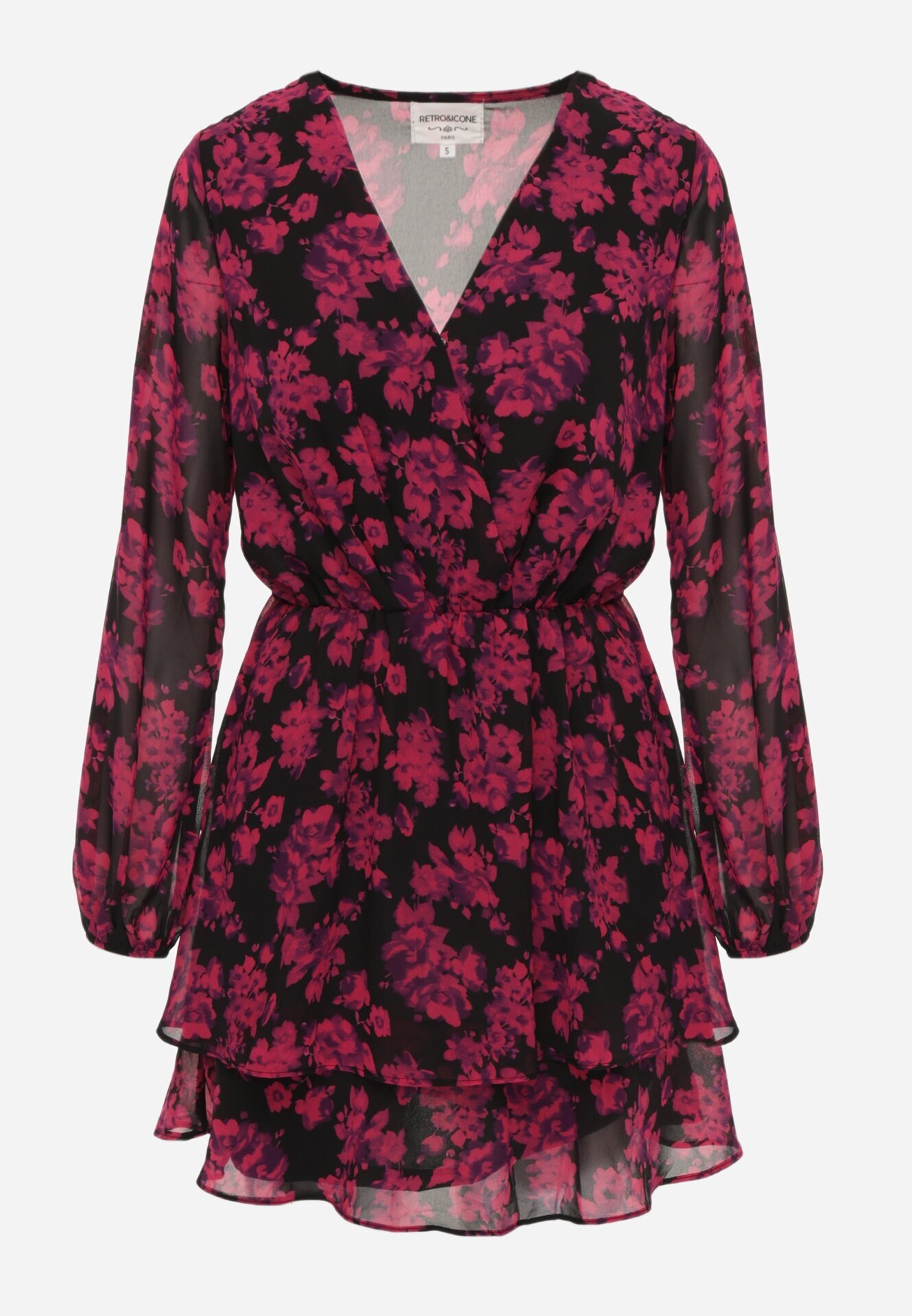 retro & icone Rochie Roz Mini Evazată cu Decolteu Petrecut Attavia