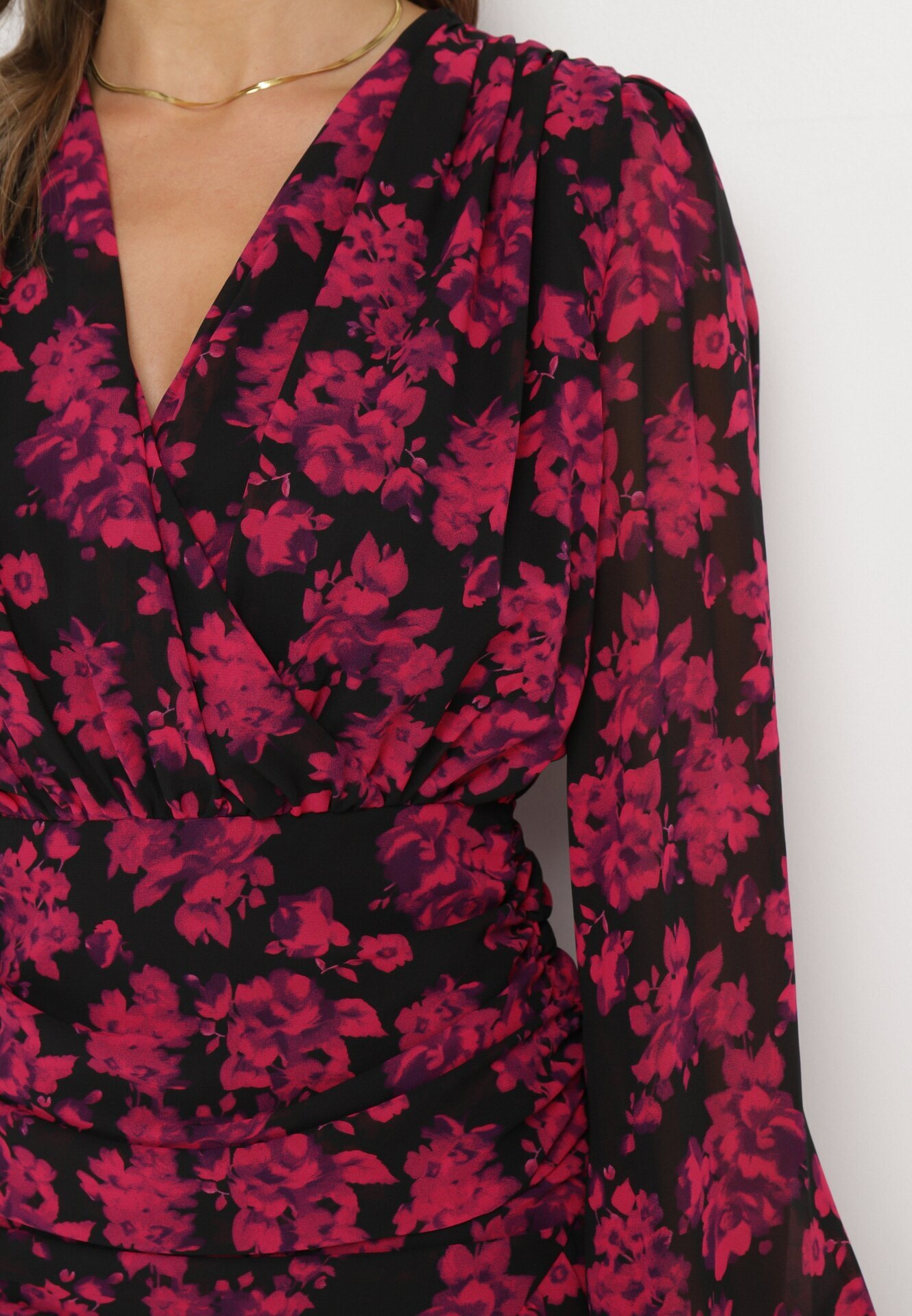 retro & icone Rochie Rozalie cu Flori cu Decolteu petrecut Decorată cu Volane Shahina