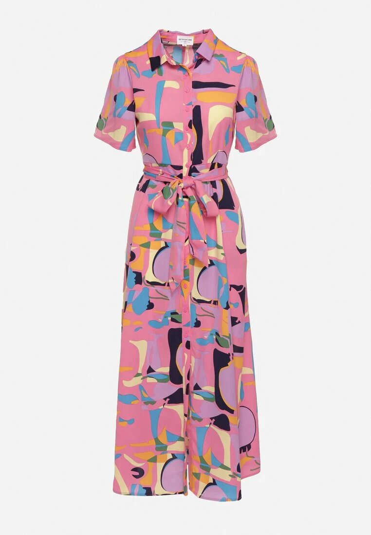 retro & icone Rochie tip cămașă Rozalie cu model abstract cu legătură în talie Zobia