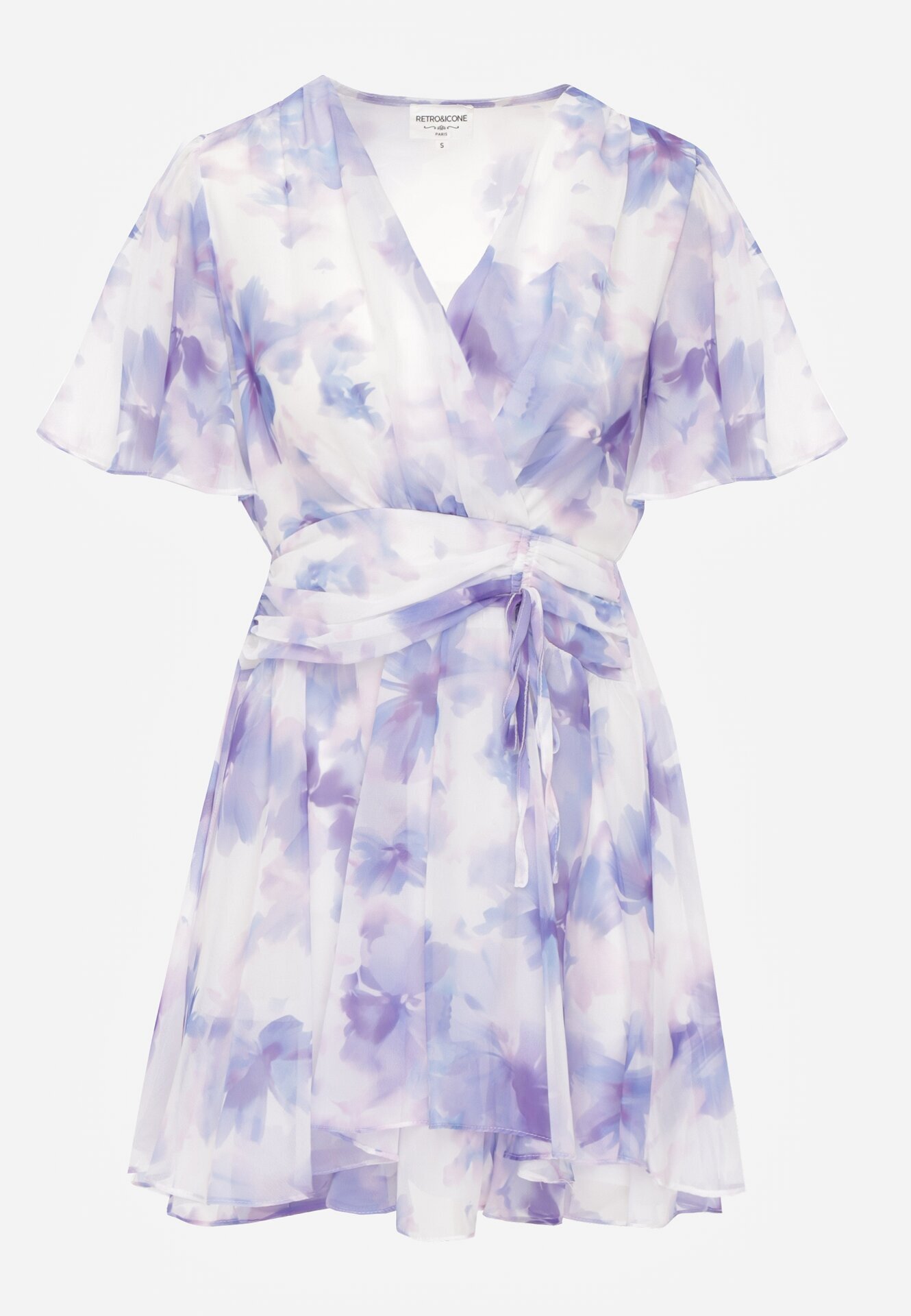 retro & icone Rochie vaporoasă cu flori croi petrecut cu tiv dublu Endane Albastră