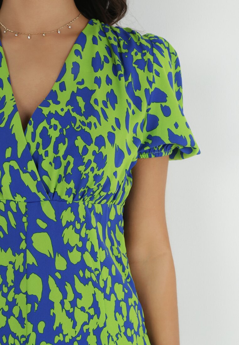 retro & icone Rochie Verde Cloș cu Print Fantezist Zarnadi