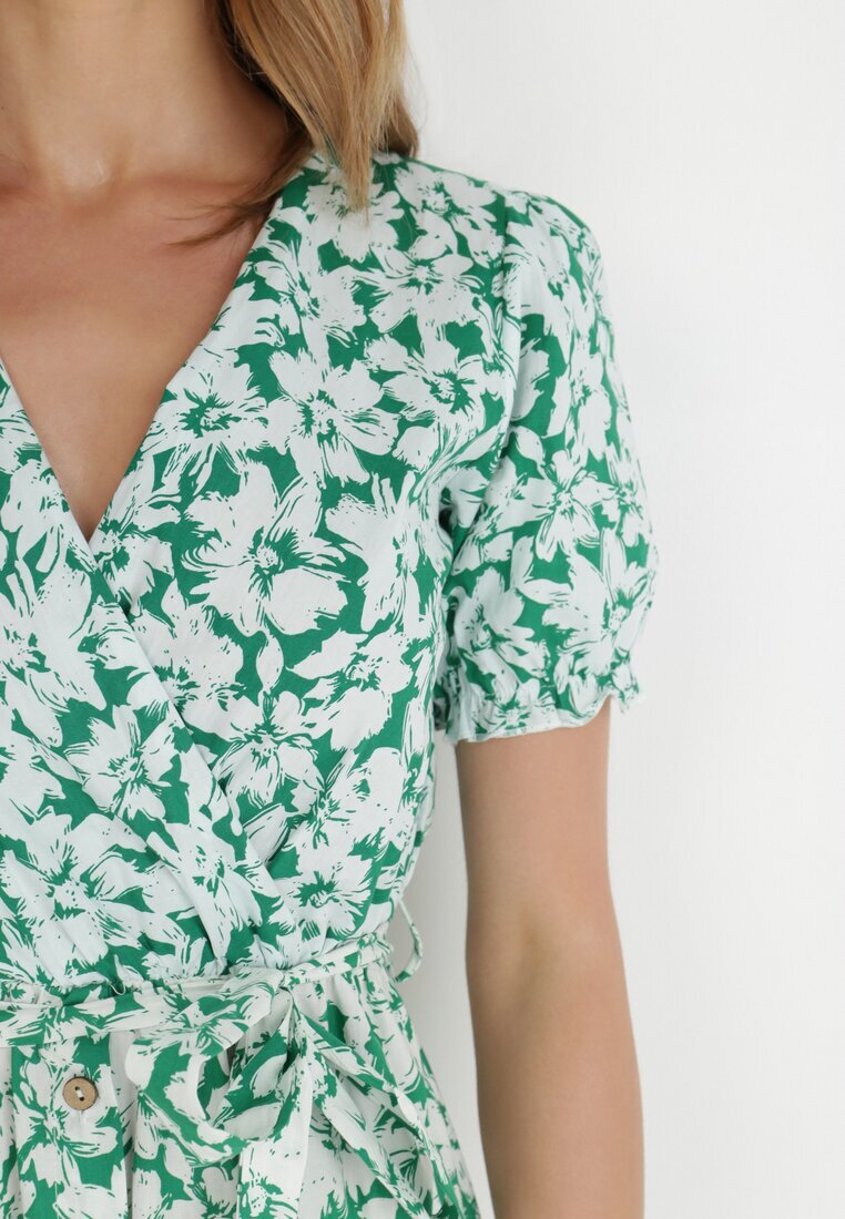 retro & icone Rochie Verde din Bumbac Delereia
