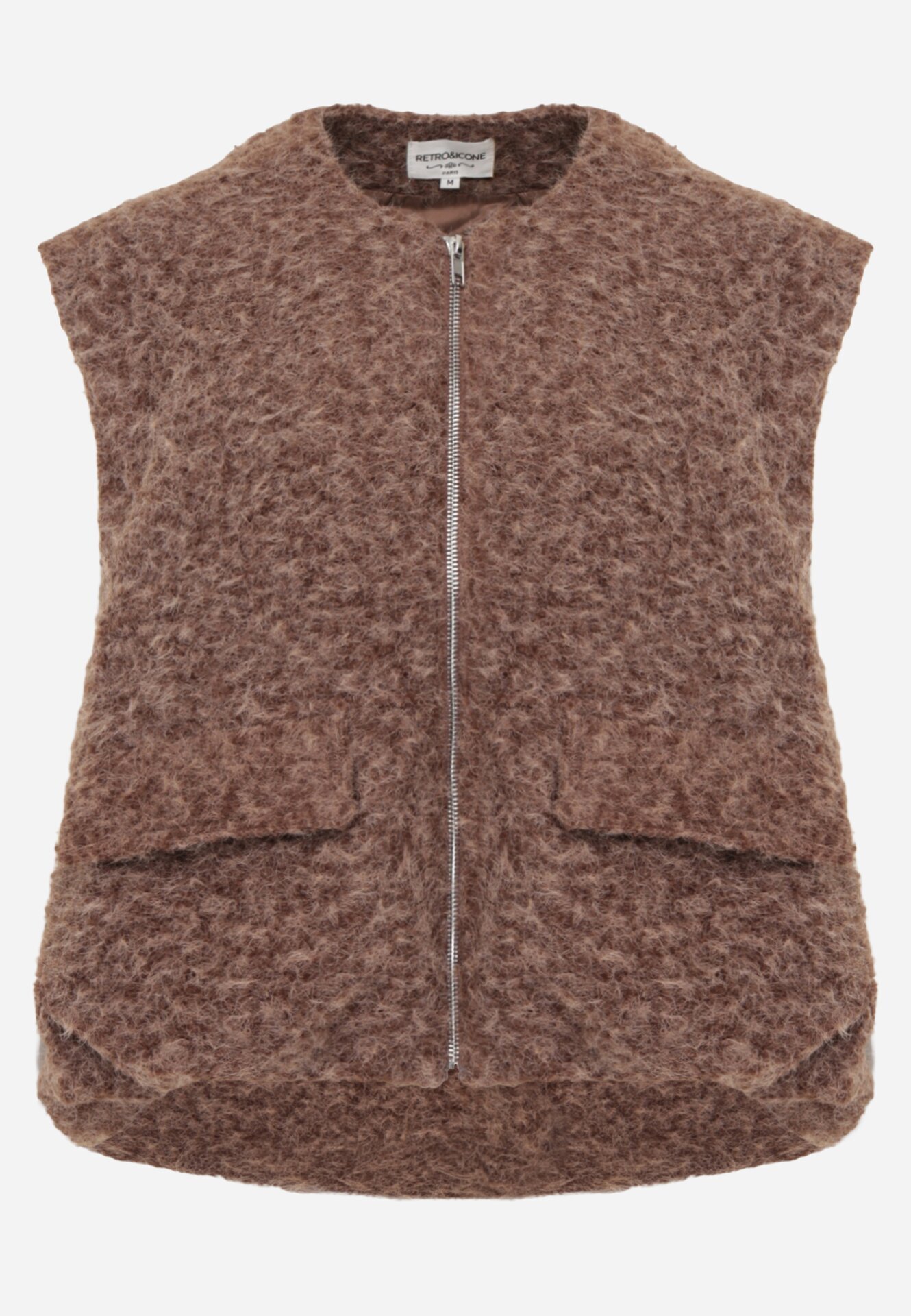 retro & icone Vestă Casual în Stil Boucle pentru Iarnă cu Buzunare Naatoka Maro