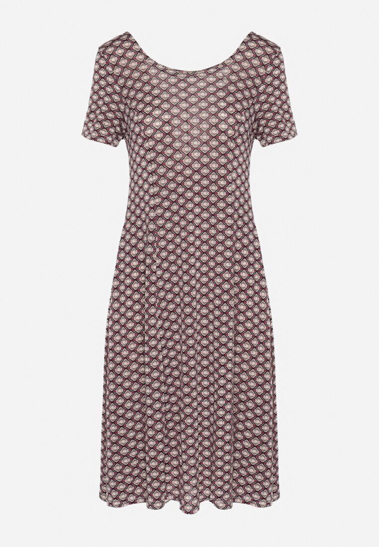  Rochie Bordo-Bej de vară din viscoză cu model mozaic Ivalia