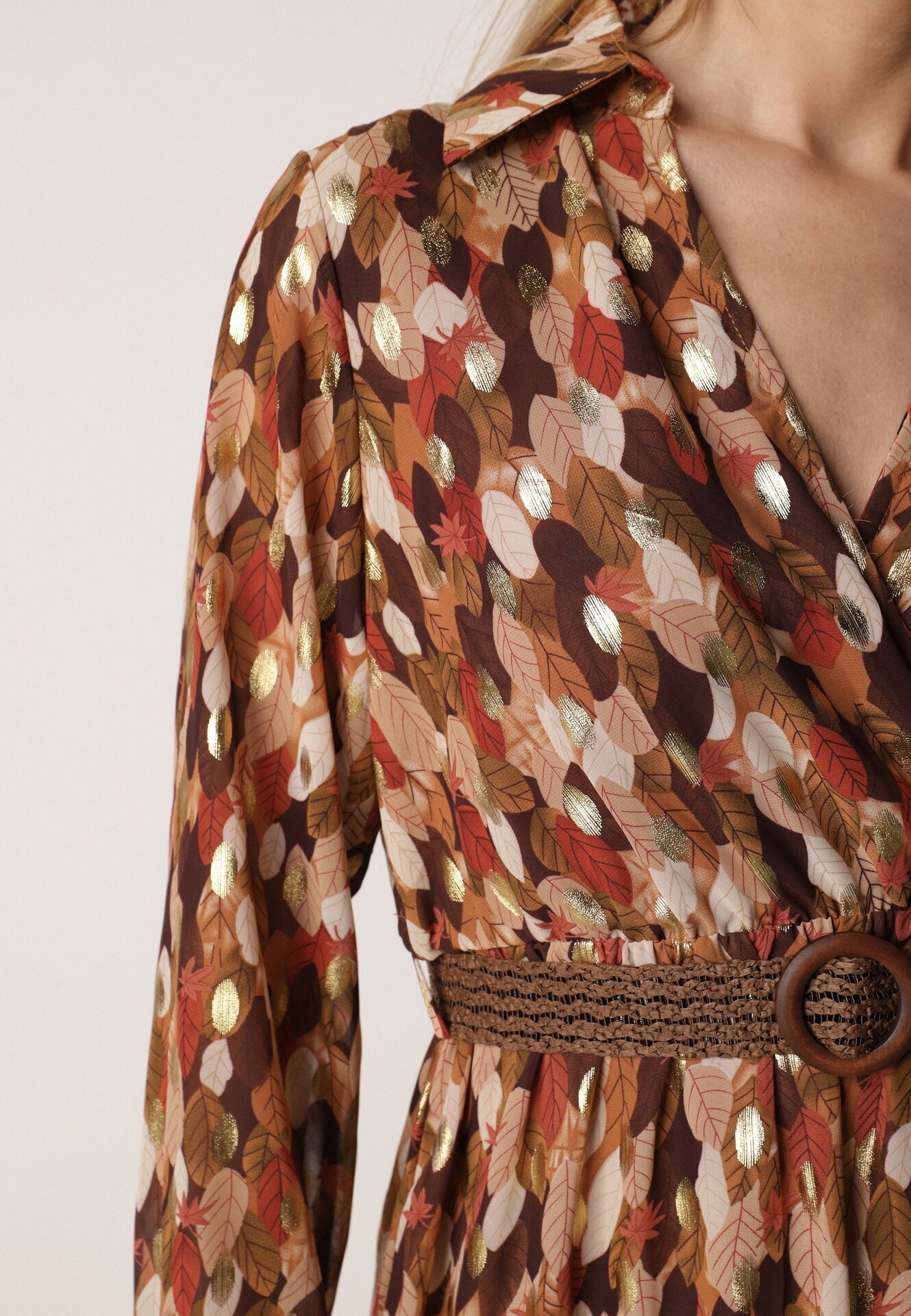  Rochie Camel Windom cu Imprimeu Strălucitor