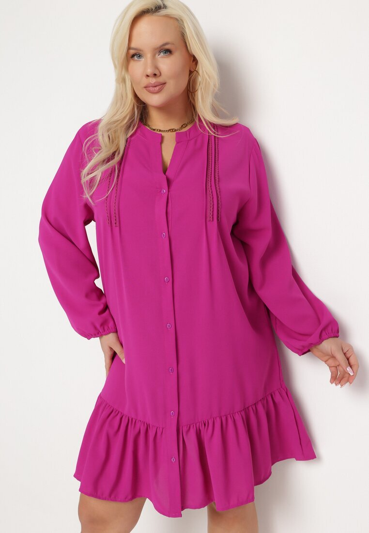  Rochie Mini Mov tip cămașă cu volan Brindel